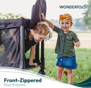WONDERFOLD W2 Double Stroller Wagon – 2 Face-to-Face Seats, UV Canopy, Black