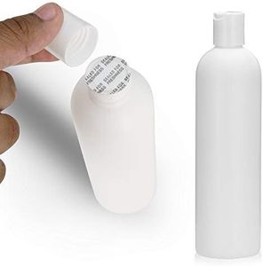 25 PCS Empty White HDPE Bottle 12 oz - Cosmo Round Plastic Bottles - 24/410 White Disc Cap - 24 mm Foil Pressure Seal for Freshness and Leak Prevention - Phthalate Free Approved for Safe Cosmetics