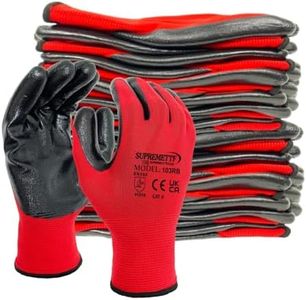 Supreme TTF 24 Pairs PREMIUM NITRILE COATED Red Nylon Work Gloves Builders Gardening Grip (XL [Size 10])