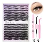 DIY Lash Extension Kit 280pcs Individual Lashes Cluster D Curl Eyelash Extension Kit 40D 50D Lash Clusters with Lash Bond and Seal and Lash Applicator Tool for Self Application at Home (40D+50D-0.07D-8-16MIX KIT)