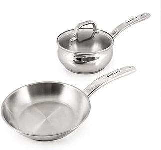 BergHOFF Belly Shape 18/10 Stainless Steel 3Pc Starter Cookware Set, Glass Lids, Fast, Evenly Heat, Induction Cooktop Ready