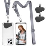 Phone Lanyard Universal Crossbody Cell Phone Lanyards Multifuctional Nylon Patch Adjustable Shoulder Neck Strap Compatible with Most Smartphones(Grey)