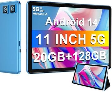 DMOAO Tablet 2024 Newest 11 Inch Tablet Android 14 Tablets with 128GB + 20GB Large Storage, Octa-Core 2.0Ghz, 8000mAh,18W Fast Charging, 5G WiFi, GPS, 5+13MP Camera, Widevine L1, Face Unlock-Blue