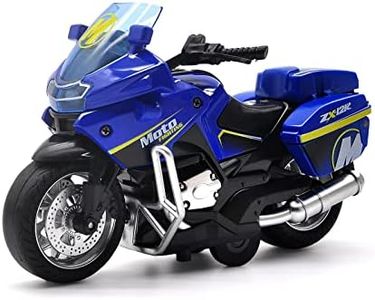 Die Cast Toy Motorcycle Model - Pull Back Vehicles with Sounds and Lights, Motorcycle Toys for Kids 3-9, for Youngsters who are into Collectible Scaled Cars and Motorcycles (Blue)