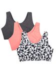 Fruit of the Loom Women's Cotton Blend Wire Free Sports Bra (Kaleidoscope,Charcoal & Punchy Peach_42_9012-931-42)