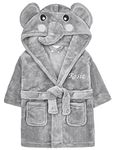 Personalised Animal Dressing Gown Baby Girl Boy Hooded Bathrobe (Elephant, 6-12 Months)