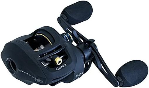 Quantum Smoke HD Baitcast Fishing Reel, Size 200 Reel, Left-Hand Retrieve, Continuous Anti-Reverse Clutch, Large EVA Handle Knobs, 7.3:1 Gear Ratio, Black