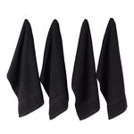 DII Cotton Waffle Terry Dish Towels, 15 x 26 Set of 4, Ultra Absorbent, Heavy Duty, Drying & Cleaning Kitchen Towels-Black