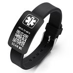 Theluckytag Medical Bracelets for Men Women with QR Code Medical Alert ID Bracelets- Silicone Waterproof Wristband Fits Wrists Up to 9'' - More Space Custom Emergency Medical ID Alert Info