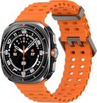 Priefy No Gap Breathable Sport Silicone Wristband Waterproof Bands For Galaxy Watch Ultra (2024) 47mm Women Men Compatible with Samsung Galaxy Watch Ultra Strap 47mm - Orange [Watch Not Included]