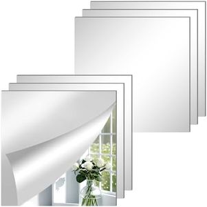 ASSRECT 30 x 30 cm Espejo Acrílico Adhesivo 6 Piezas Flexibles Espejo Autoadhesivo Armario Decorativos Hogar Espejos Pegatina Pared Pegatina Espejo para Casa, Salón, Baño, Dormitorio