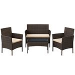 SONGMICS Patio Furniture Set, Outdoor PE Rattan Conversation Sets, Brown and Taupe UGGF004K01