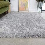 Silver Thick Shaggy Rug Light Grey Modern Durable Super Soft Fluffy Shag Rugs Living Room Area Bedroom 80cm x 150cm