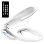 Electric Bidet Toilet Seat with Wireless Remote - Elongated Heated Bidet Toilet Seat - Bidet Warm Water with Dryer - Luxury Bidet Toilet Seat with Soft-Closing - LED Nightlight - Self-Clean Nozzle