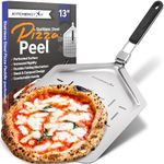 KitchenStar Perforated Stainless Steel Pizza Peel with Folding Handle (13 x 16.5 Inches) for Oven Pizza Turning, Placement and Retrieving - Professional Baking Tools Series