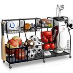 TrueFyre Garage Sports Equipment Organizer - Golf Bag Stand with Waterproof Cover, Hang Golf Club Rack Hooks, Golf Ball Basket - Indoor Outdoor Ball Storage, Perfect for Basketball Equipment Golf Gear