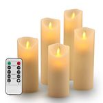 OSHINE LED Candles Flameless Candles :H(5.5" 6" 6.5" 7" 8") Realistic Dancing Mood Candles and 10 Key Remote Control with 24 Hour Timer Function Gift Decoration Party(Ivory)