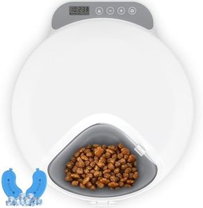 Advwin Automatic Cat Feeder for Wet & Dry Food, Timed Pet Food Dispenser with 2 Ice Packs, 4 Meals Per Day Fresh Food Refrigerated, Battery Operated Auto Feeder for Cats Small Dogs