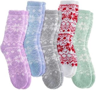 Welwoos Fuzzy Socks for Women Men Winter Slipper Warm Fluffy Thick Cozy Comfy Sleep Plush Gift Socks Stocking Stuffers 6 Pairs(Snowflake,Medium)