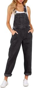 Vetinee Women's Iconic Black Adjustable Straps Pockets Boyfriend Denim Bib Overalls Jeans Pants Small
