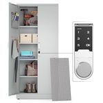 METALTIGER Metal Storage Cabinet - Digital Lock Multifunctional Garage Storage Cabinet with Doors and 5 Adjustable Shelves, Multi-Use Pegboard, Lockable Cabinet (Digital Lock, Light Gray)