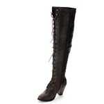 Forever Camila-48 Womens Chunky Heel Lace Up Over The Knee High Riding Boots,Brown,6.5