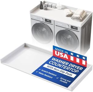 OfficeSimpli Washer Dryer Countertop, Made in USA, Non-Slip Pads, Laundry Room Wood Topper, Washer Dryer Cover for Top, Laundry Countertop, Laminate Finish (Glacier White, Large (27.5" x 58"))