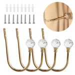 Coolnice 4 Pack Decorative Curtain Drapery Holdbacks Wall Mounted Curtain Tieback U Shape Curtain Tiebacks Hooks Crystal Hooks with Screw for Home Office-Rose Gold
