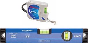 FREEMANS Plastic and Aluminium Levo 5 m:16 mm Measuring Tape + 30 cm Basik Spirit Level Magnetic, Grey and Blue