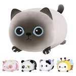 Mewaii 8'' Soft Siamese Cat Plush Pillow Stuffed Animal Squishy Pillow - Fluffy Cuddle Plush Toy for Adults, Girls and Boys for Kids