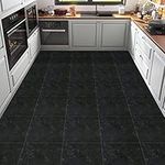 Self Adhesive Floor Tile Peel and Stick Floor Tiles Vinyl Flooring Black Marble for Bathroom Kitchen Living Room 30x30cm 10pcs