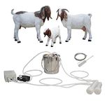 MAPOTAD 3L Goat Pulsation Vacuum Electric Milking Machine, Automatic Portable Pulse Breast Pump with 2 Teat Cups Stainless Steel Bucket for Goat.