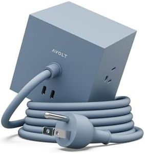 AVOLT Square 1 Power Strip with USB-C Fast Charging, Magnetic Cube Extension Cord for Desk (Shark Blue, USB C - 5.9ft)