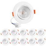 LED Spot Lights 24mm Ultra Slim, 5W 460lm LED Downlights, Cool White 6000K LED Recessed Ceiling Lights, Non-Dimmable IP20 Waterproof Bathroom Spotlights, Cutout Ø75-85mm, 10 Pack