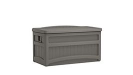 Suncast 73 Gallon Indoor/Outdoor Medium Deck Storage Box, 46"L x 23.62"W x 25.5"H, Stoney