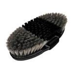 Silverline Grooming Flexible Finishing Brush: Equestrian Body Brush for Horses and Livestock with Soft 1" Synthetic Bristles, Conforms Seamlessly to the Contours of your Horse's Body - Black/Grey