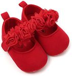 RVROVIC Baby Girl Moccasins Princess Sparkly Mary Jane Dresses Shoes Premium Lightweight Soft Sole Crib Shoes Toddler Shoes(6-12 Months Infant,B1-Red)