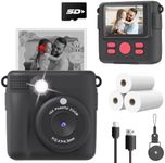 ESOXOFFORE Kids Camera Instant Print, Christmas Birthday Gifts for Kids Age 3-12, Selfie Digital Camera with 1080P Videos,Toddler Portable Travel Cameras Toy for 4 5 6 7 8 9 Year Old Boys Black