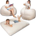 bananair - Convertible Bean Bag Chair, Easily Transforms into a Comfortable & Soft Floor Mattress – Corduroy Fabric & Foam Filling – Versatile Beanbag Sofa, Futon, Foldable Mattress (Off-White)