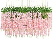 Well Art Gallery Artificial Wisteria Vine Fake Flower for Home Office ganpati Wedding Garden Party Balcony Decoration (Set of 12) (Baby Pink)