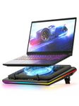 llano V12 RGB Laptop Cooling Pad with Powerful Turbofan Gaming Cooler Radiator with Infinitely Variable Speed, Touch Control, LCD Screen, 3-Port USB Hub, Seal Foam for Notebook Computer 15-19in
