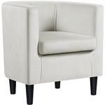 Yaheetech Velvet Tub Chair, Modern Upholstered Armchair, Accent Club Sofa Chair, Barrel Corner chair for Living Room Bedroom Lounge Reception, Beige