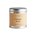 St. Eval Vintage Rose Scented Tin Candle - Wax - Refreshing Fragrance - A Delicate Rose Scent with Notes of Geranium, Violet and Amber - Made in Cornwall