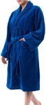 Alpine Swiss Blair Womens Cotton Terry Cloth Bathrobe Shawl Collar Velour Spa Robe, Blue, Small-Medium