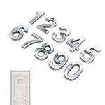 Skystuff 10Pcs Door Numbers Self-Adhesive Address Numbers Metal Plating House Numbers for House Mailbox Apartment Office 0 to 9 (Silver)