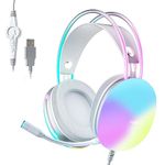 AULA USB Gaming Headset with Mic for PC, RGB Rainbow Backlit Headphone, Virtual 7.1 Surround Sound, 50mm Driver, Soft Memory Earmuffs, Wired Laptop Desktop Computer Headset, Green, S505