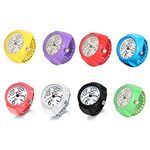 Ibohevo Women Finger Watch Rings: 8Pcs Vintage Waterproof Men Finger Ring Clock Set Analog Arabic Numerals Dial Novelty Quartz Watches with Elastic Band, Multicolors, 时尚