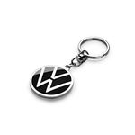 Volkswagen 000087010BQ Key Ring with VW Logo, Black, Diameter 37 mm