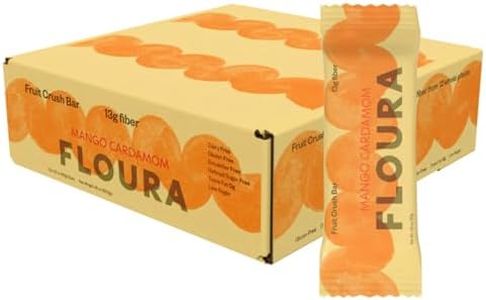 Floura Mango Cardamom Fruit-Forward Fiber Bars– High Fiber, Vegan, Gluten & Dairy Free, Low Calorie Healthy Snack Bars with Upcycled Produce for Gut Health [10 Pack]