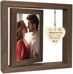 Fychuo Anniversary Photo Frame Gifts for Him Happy Anniversary Wooden Pendant Couple Wedding Anniversary Double-Sided Rotating Photo Frame Gifts for Her 4x6 In